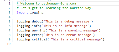 logging in python - Python Warriors